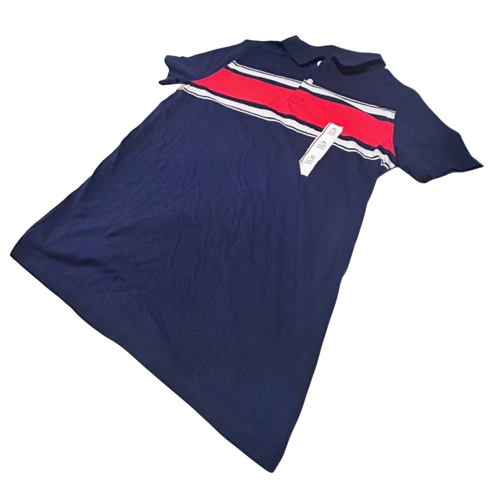 Cat & Jack Polo Shirt Boys XL 14 Navy Blue New Striped Short Sleeve Collared